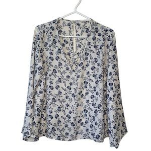 Lush Women’s Floral Blue White Blouse XS